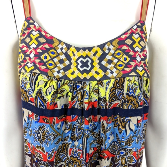 Anthropologie One September Cosima Embroidered Bodice Midi Dress M Boho Print - Picture 3 of 13